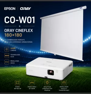 Pack intérieur : EPSON CO-W01 + ORAY Cineflex 180×180