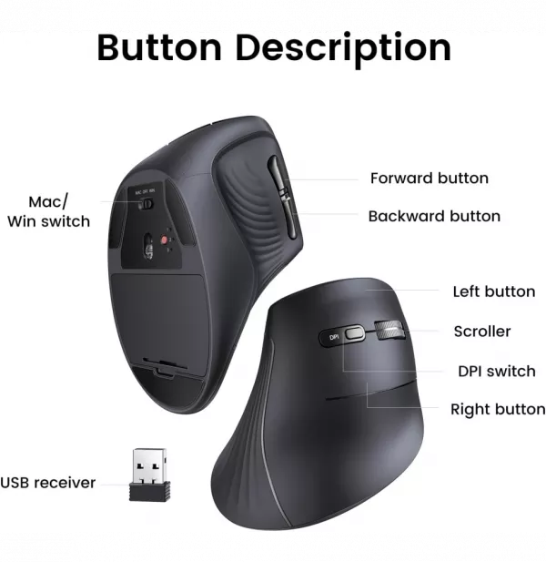 souris-sans-fil-bluetooth-ugreen-multi-mode-vertical-noir-25444-2 Souris sans fil Bluetooth Ugreen Multi-mode Vertical Noir (25444)