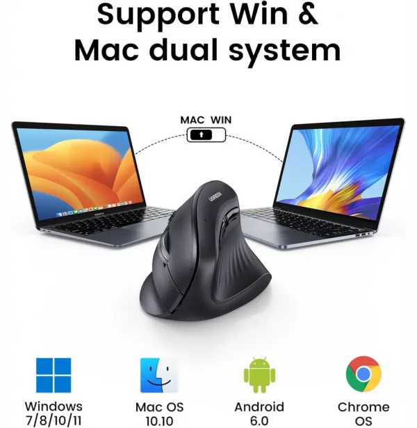 souris-sans-fil-bluetooth-ugreen-multi-mode-vertical-noir-25444-3 Souris sans fil Bluetooth Ugreen Multi-mode Vertical Noir (25444)