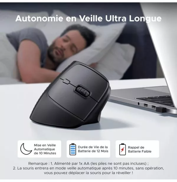 souris-sans-fil-ugreen-vertical-m571-ergonomique-24ghz-noir-55916-4 Souris sans fil Ugreen Vertical M571 Ergonomique 2.4GHz - Noir (55916)