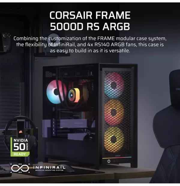 Boîtier PC Gaming Corsair Frame 5000D RS ARGB Mid-Tower Noir (CC-9011309-WW)