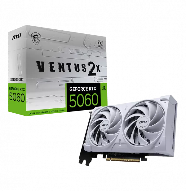 Carte Graphique MSI GeForce RTX 5060 8G VENTUS 2X OC Blanc