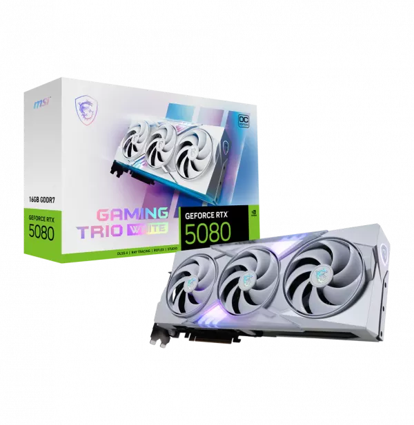 Carte Graphique MSI GeForce RTX 5080 16G GAMING TRIO OC Blanc