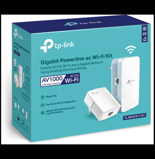 CPL TP-Link AV1000 Gigabit Powerline ac Wi-Fi Kit 300 Mbps (TL-WPA7517 KIT)