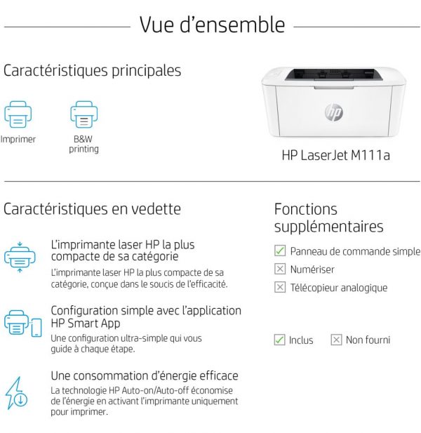 Imprimante Laser Monochrome HP LaserJet M111a (7MD67A)