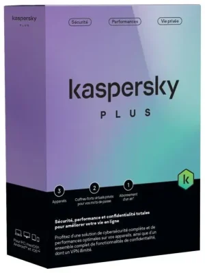 Kaspersky Plus (équivalent à Internet Security) - 3 Postes / 1 an (KL10428BCFS-FFPMAG) Kaspersky Plus (équivalent à Internet Security) - 3 Postes / 1 an (KL10428BCFS-FFPMAG)