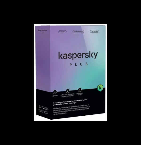 Kaspersky Plus (équivalent à Internet Security) - 3 Postes / 1 an (KL10428BCFS-FFPMAG)