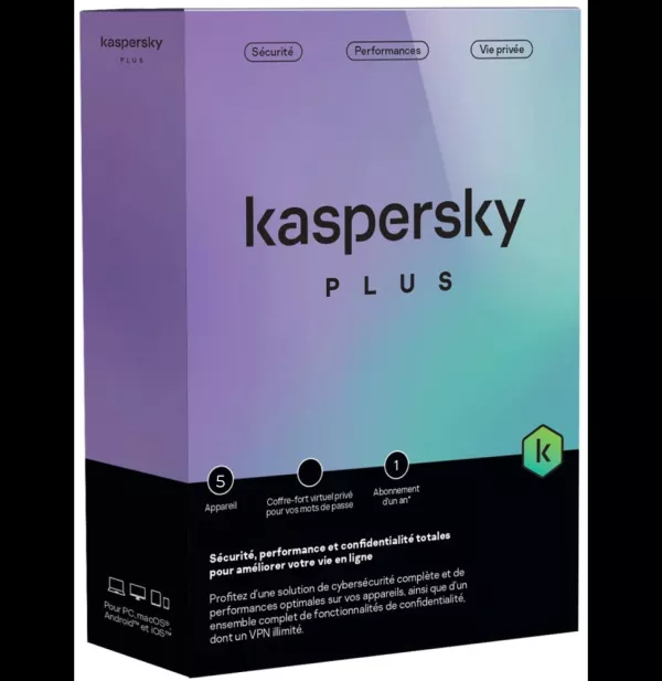 Kaspersky Plus (équivalent à Internet Security) - 5 Postes / 1 an (KL10428BEFS-FFPMAG)