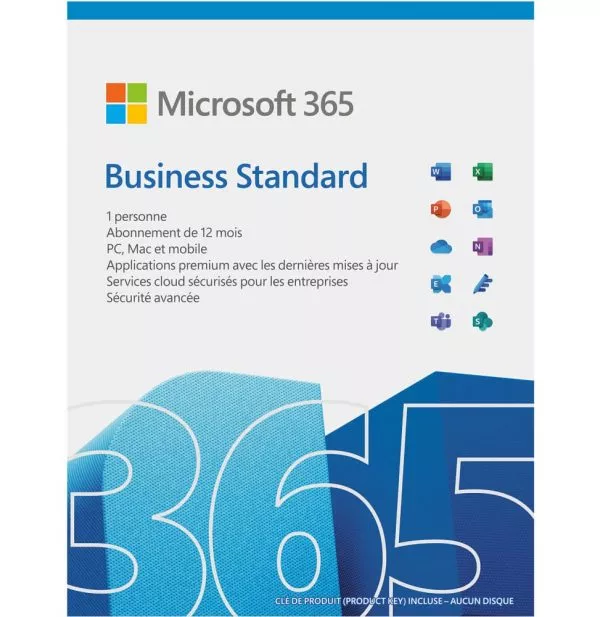 microsoft-365-business-standard-francais-1-an-klq-00667 Microsoft 365 Business Standard Français - abonnement 12 mois pour 1 personne (PC, Mac, iOS et Android)