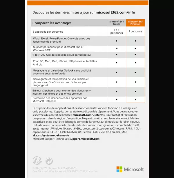 Microsoft 365 Personal Français - abonnement 12 mois pour 1 personne (PC, Mac, iOS et Android)