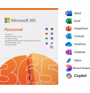 Microsoft 365 Personnel Français avec Copilot intégré - abonnement 12 mois pour 1 personne (Licence envoyée par E-mail)