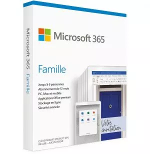 Microsoft Office 365 Famille Français - abonnement 12 mois pour 6 personnes (PC, Mac, iOS et Android)