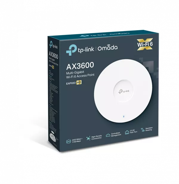 Point d'accès WiFi 6 TP-Link AX3600 bi-bande Multi-Gigabit plafonnier (EAP660 HD)