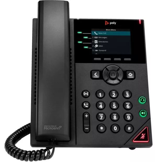 POLY Téléphone IP VVX 250 à 4 lignes et compatible PoE Téléphone IP Poly VVX 250 à 4 lignes et compatible PoE (89B62AA)