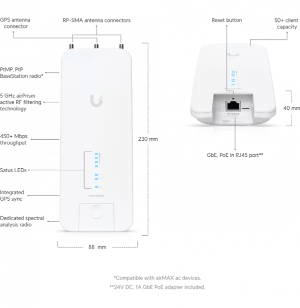 station-de-base-ubiquiti-rocketprism-5ac-gen2-rp-5ac-gen2 Station de base WiFi 5 Ubiquiti RocketPRISM 5AC Gen2 (RP-5AC-GEN2)