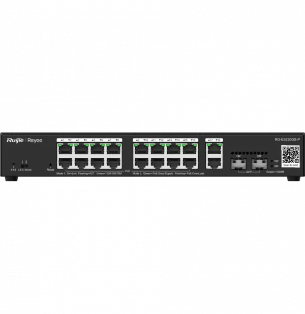 Switch Administrable Reyee RG-ES220GS-P 20 ports - 16 PoE+ / 2SFP 250W