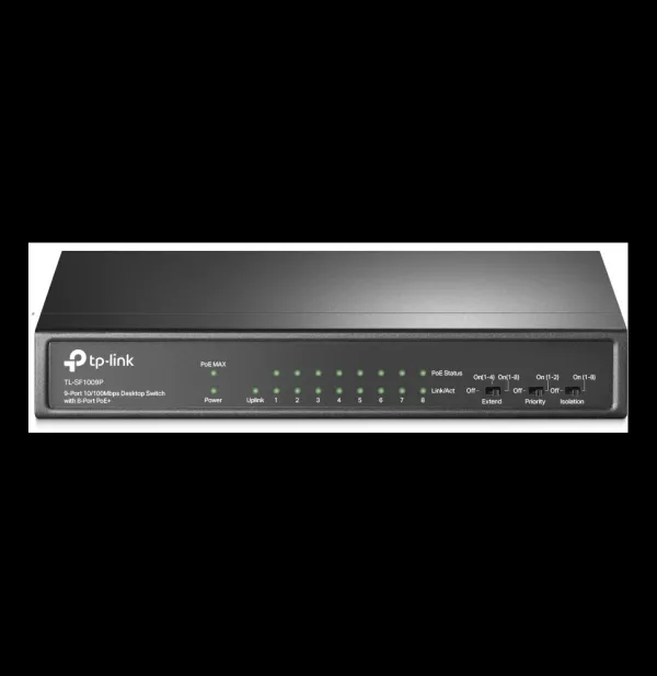 Switch de bureau TP-Link TL-SF1009P 9 ports 10/100 Mbps avec PoE + 8 ports