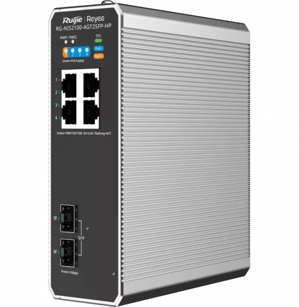 Switch Industriel administrable Reyee NIS2100-4GT2SFP-HP 4 Ports PoE+ / 2 SFP
