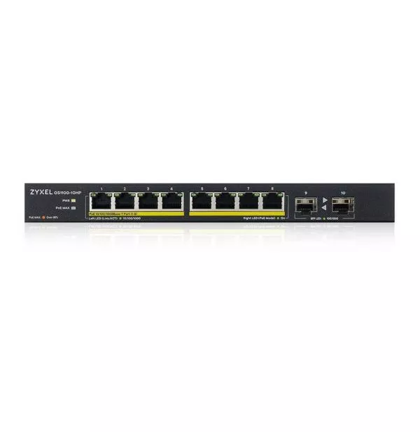 Switch non administré Zyxel GS1100-10HPv2 PoE 8ports Gigabit 2SFP (GS1100-10HP-EU0102F)