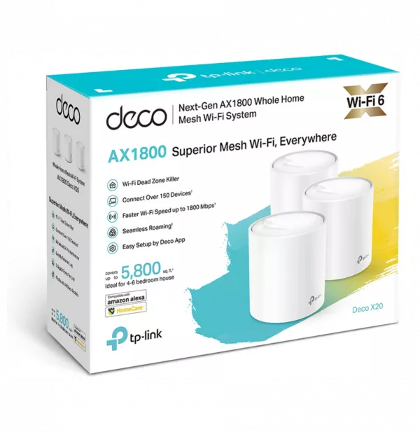 Système WiFi 6 TP-Link Deco X20 Mesh AX1800 pour toute la maison 3 packs (DECOX20_3-PACK)