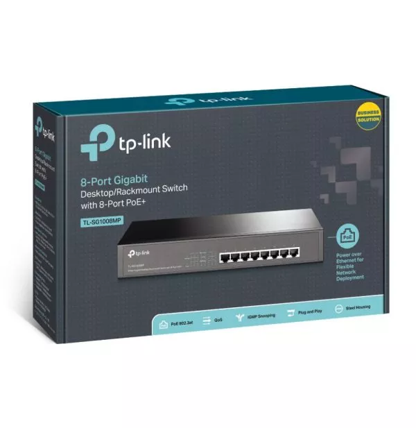 TP-Link TL-SG1008MP Non-géré Gigabit Ethernet (10/100/1000) Connexion Ethernet, supportant l'alimentation via ce port (PoE) 1U