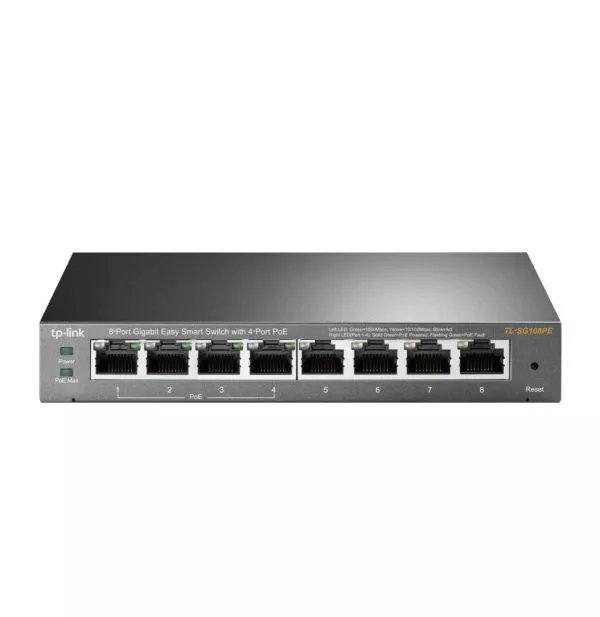 tp-link-tl-sg108pe-gere-l2-gigabit-ethernet-10-100-1000-connexion-ethernet-supportant-l-alimentation-via-ce-port-poe-noir TP-Link TL-SG108PE Géré L2 Gigabit Ethernet (10/100/1000) Connexion Ethernet, supportant l'alimentation via ce port (PoE) Noir