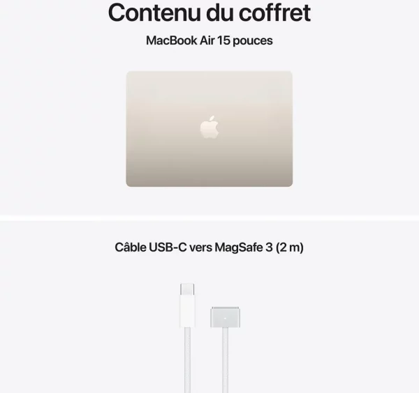 Apple MacBook Air 15 pouces M5 24 Go 1 To Lumière Stellaire (MDVF4FN/A)