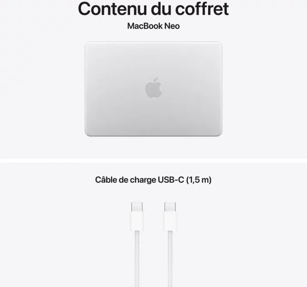 Apple MacBook Neo 13 pouces A18 Pro 8 Go 512 Go Argent (MHFC4FN/A)