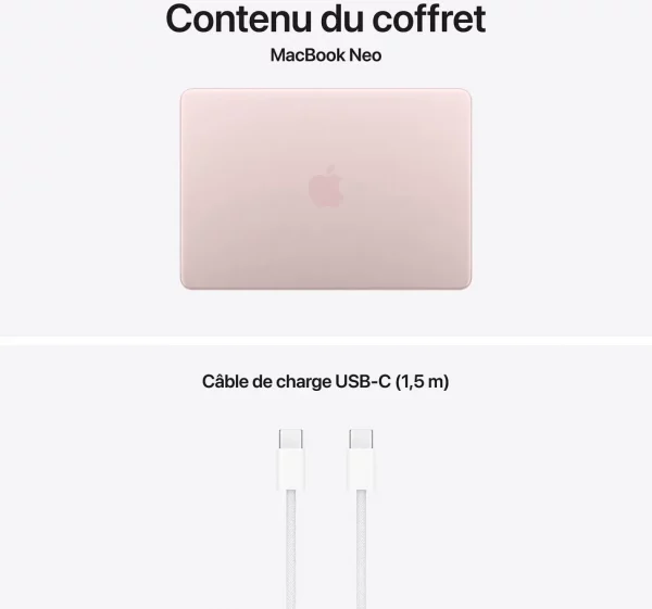 Apple MacBook Neo 13 pouces A18 Pro 8 Go 512 Go Rose Poudré (MHFJ4FN/A)