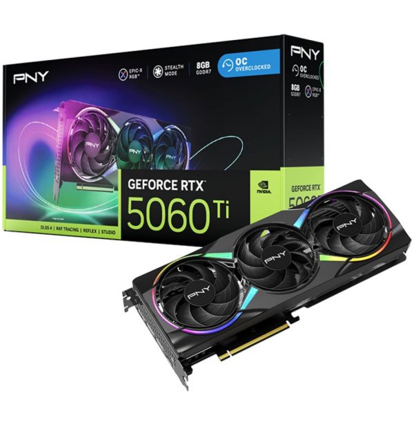 Carte graphique PNY GeForce RTX 5060 Ti EPIC-X RGB OC Triple Fan 8G (VCG5060T8TFXXPB1-O)