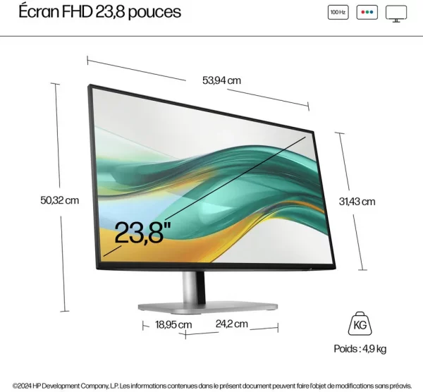 Écran 23.8" Full HD HP Series 5 Pro 524pf (9D9L6E9)