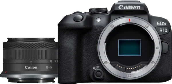 Appareil photo hybride Canon EOS R10 + objectif RF-S 18-45mm F4.5-6.3 IS STM (5331C010AA)