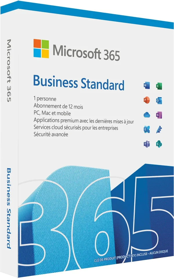 Microsoft 365 Business Standard Français - abonnement 12 mois pour 1 personne (PC, Mac, iOS et Android)