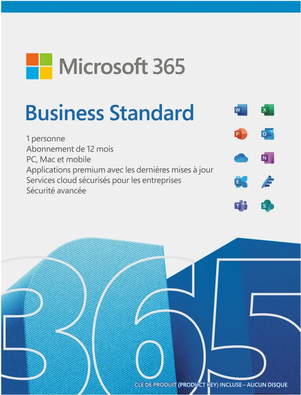 Microsoft 365 Business Standard Français - abonnement 12 mois pour 1 personne (PC, Mac, iOS et Android)