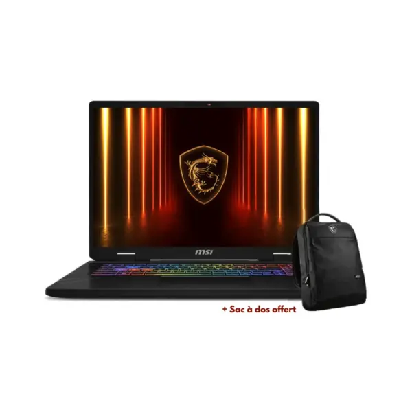 Ordinateur Portable MSI-CROSSHAIR 17 HX AI D2XWGKG-044MA – Ultra 7-255HX 8GB*2 DDR5 1TB SSD W11H + Sac offert (4711377361194)