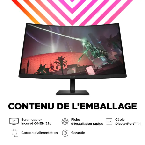 Ecran Moniteur HP OMEN 32C Gaming QHD 31.5″ (780K6AS)