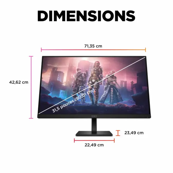 Ecran Moniteur HP OMEN 32Q Gaming QHD 31.5″ (780K0AS)