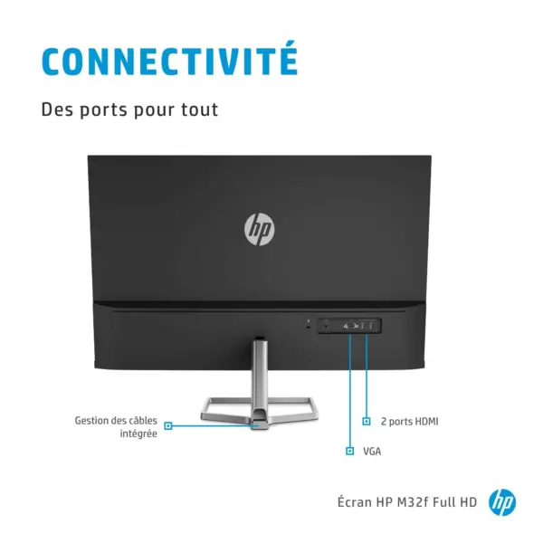 Moniteur Écran HP M32f 80CM 31.5″ (2H5M7AS)