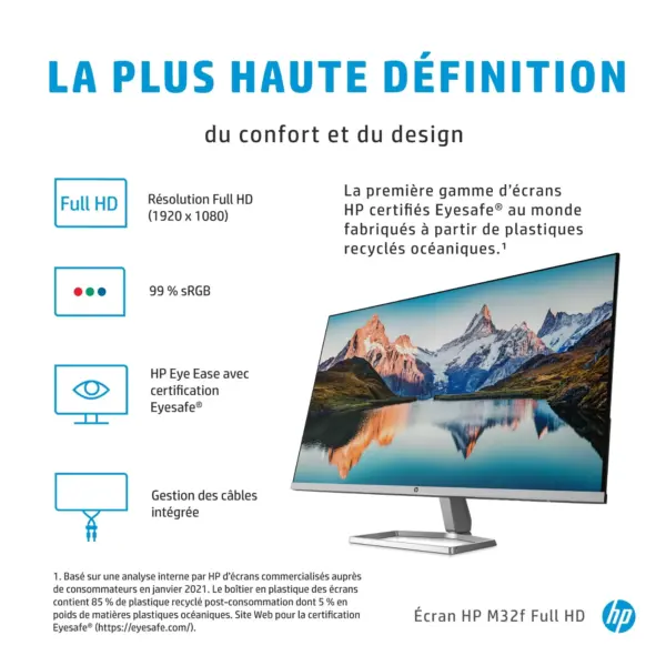 Moniteur Écran HP M32f 80CM 31.5″ (2H5M7AS)