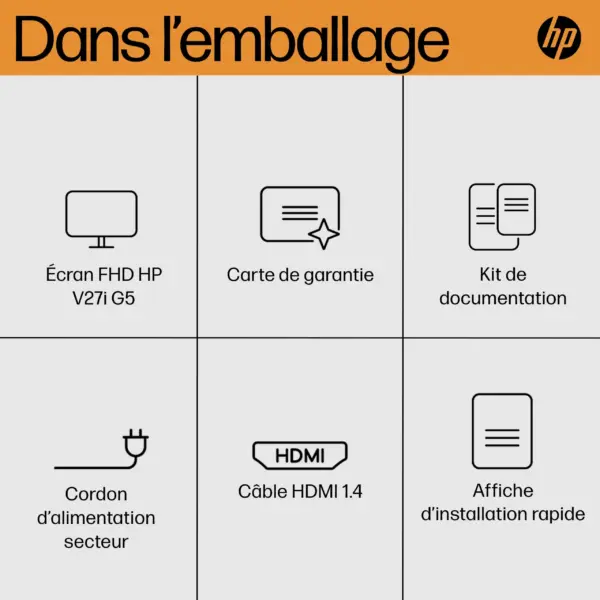 Ecran Moniteur 27″ Full HD HP V27i G5 (65P64AS)