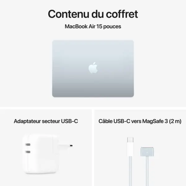 Apple MacBook Air M4 15 pouces (2025) Bleu ciel 16Go/512 Go (MC7C4FN/A)
