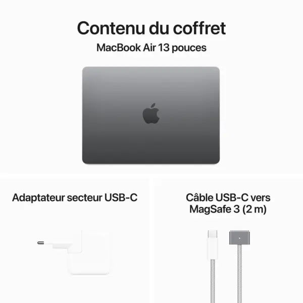 Apple MacBook Air M3 13 pouces (2024) Gris sidéral 24 Go/512 Go (MC8M4FN/A)