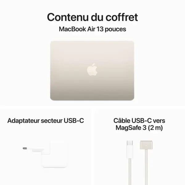 Apple MacBook Air M3 13 pouces (2024) Lumière stellaire 16Go/512 Go (MXCU3FN/A)