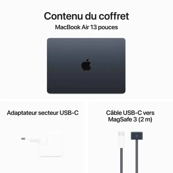 Apple MacBook Air M3 13 pouces (2024) Minuit 16 Go/256 Go (MC8K4FN/A)