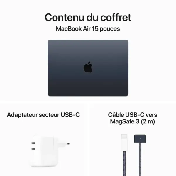 Apple MacBook Air M3 15 pouces (2024) Minuit 16 Go/256 go (MC9G4FN/A)