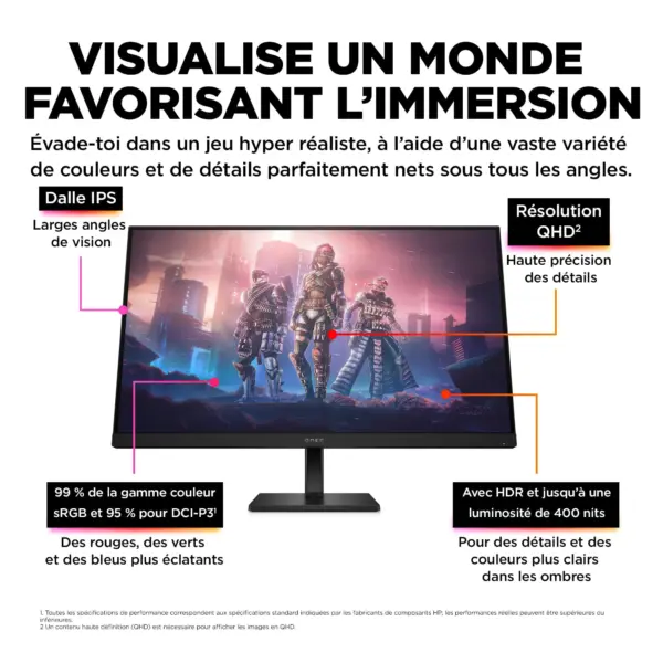 Ecran Moniteur HP OMEN 32Q Gaming QHD 31.5″ (780K0AS)
