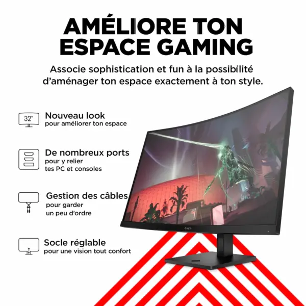 Ecran Moniteur HP OMEN 32C Gaming QHD 31.5″ (780K6AS)
